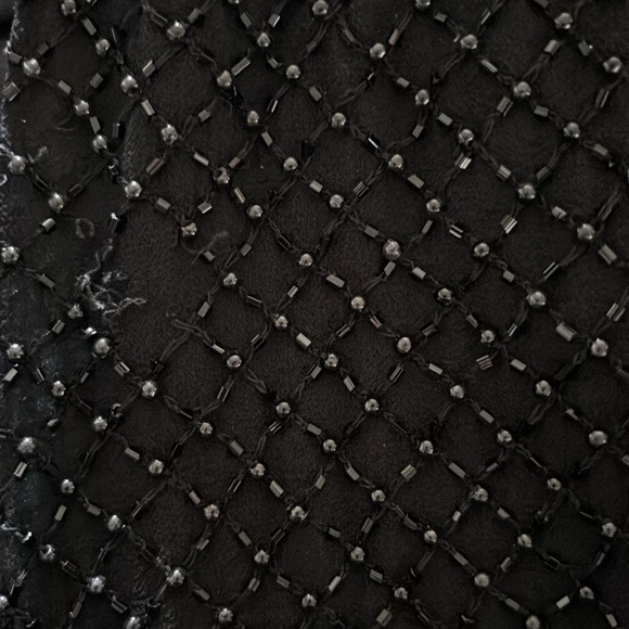 VTG Scala 100% Silk Beaded Short Bolero Jacket Scalloping L Black Formal Wedding - Picture 11 of 11